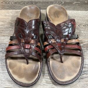 Clark's Leather Slide On Thong Sandals Sz:9M Y2K Hippie Comfort